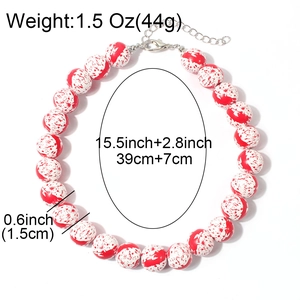 Retro Halloween bloody beaded necklace with red and white splatter pattern beads
