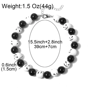 Halloween Perlenkette Set mit schwarzen Kürbis Gesichtern und Maßangaben