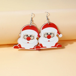 Cartoon Weihnachtsmann Ohrhänger mit roter Mütze und schwarzer Brille als Weihnachtsschmuck