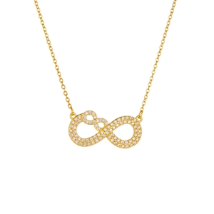 Collar de acero de titanio dorado con dije de infinito y circonitas brillantes