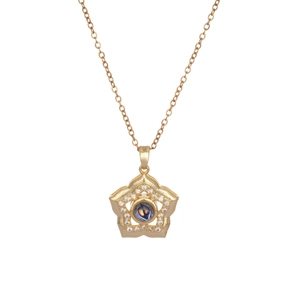 Golden titanium steel necklace featuring a sparkling star pendant with love projection stone