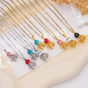Octopus pendant necklaces in gold and silver steel with colorful enamel nautical details