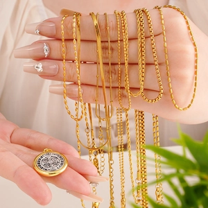 St Benedict Medal Cross Pendant Necklace For Women Men Gold Plated Copper Two Tone Religious Prayer Necklace Jewelry