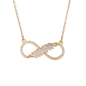 Gold infinity necklace for women with sparkling cubic zirconia on delicate cross chain