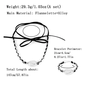 Set collana in velluto con fiocco e bracciale con perle irregolari con misure