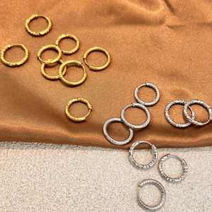 18K Gold Plated Stainless Steel Hoop Earrings For Women Textured Geometric Twist Rope Small Non-Tarnish Hoop Earrings