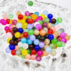 Colorful translucent chalcedony glass round beads with holes for DIY jewelry making