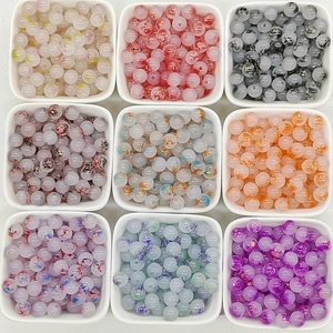 Spherical 8-10mm ink splash glass beads in nine colors for DIY jewelry making