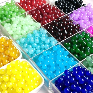 Round Glass Glaze Loose Beads For DIY Jewelry Making Bracelet Necklace Crafting Supplies Polished Imitation Jade Beads