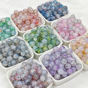 Variety of 8mm crackled glass beads in assorted colors for DIY jewelry making