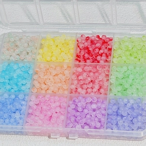 12-color 10mm gradient glass bead kit for DIY jewelry making in clear storage box