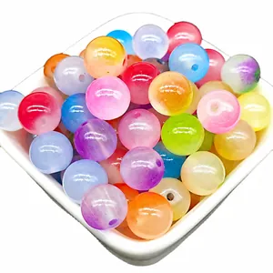 Mix of 10mm colorful frosted gradient glass beads for DIY jewelry making and crafts