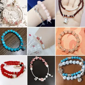 Macro detail of various gemstone beads and crystal spacers for DIY jewelry making