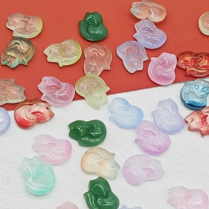 Colorful fox-shaped glazed glass charms for DIY jewelry making and bead bracelets