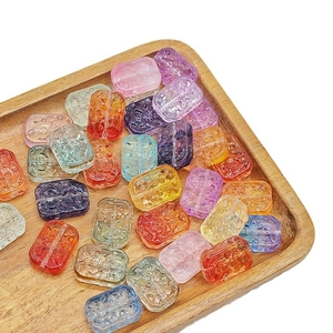 Translucent colorful rectangular glass flower beads for DIY jewelry and bracelets