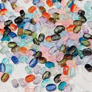 6x10mm mixed color rectangle glass beads with ice crack texture for DIY jewelry making