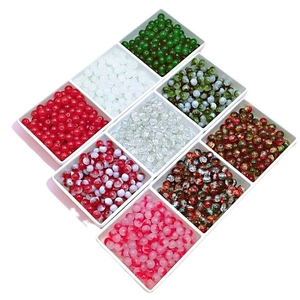 DIY Christmas glass bead set with 9 colors for handmade jewelry in white display boxes