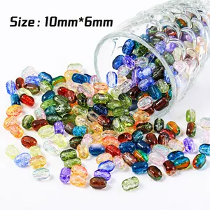 Rectangular Glass Beads Ice Crack Lampwork Loose Beads For DIY Bracelet Necklace Jewelry Making Handicrafts Accessories