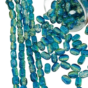 6x10mm peacock blue and emerald green glass beads for DIY bracelet and necklace jewelry