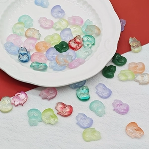 Transluzente Glasfuchs-Anhänger in Verlaufs-Macaron-Farben für DIY-Schmuck