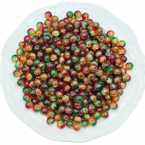 Red yellow green gradient glass beads for Christmas DIY bracelets and jewelry making