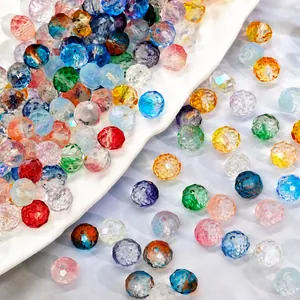 8mm to 10mm colorful faceted crystal glass beads with sparkling gradient finish