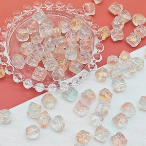Iridescent handmade glass beads for DIY jewelry with rainbow aurora craft finish