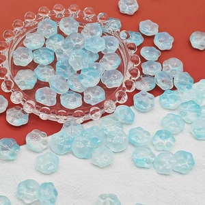 Ice blue cat paw glass beads for DIY jewelry making with translucent matte finish