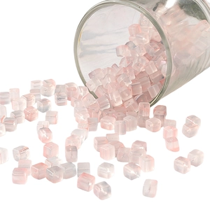 Perles carrées dépolies de 7mm en dégradé rose et blanc pour la création de bijoux DIY