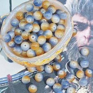 Polished 8mm blue and orange gradient agate beads for DIY jewelry making in stone bowl