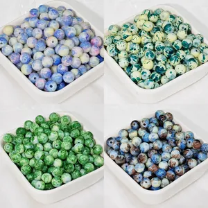 Perle in ceramica dipinte a mano 8mm 10mm in quattro colori per gioielli fai da te