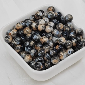 Macro di perle in ceramica dipinte 8mm 10mm con motivi di bambù per gioielli fai da te
