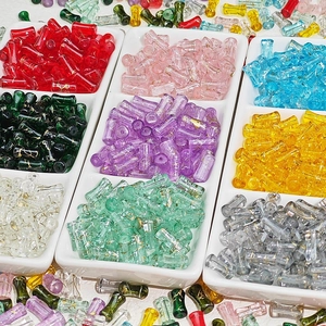 Vintage Bamboo Joint Lampwork Beads Brushed Transparent Glass Loose Beads For Handmade DIY Jewelry Necklace Making Accessories