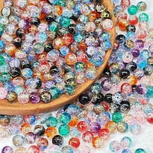 Perline di vetro crepato colorate da 8-10mm per creazione gioielli fai-da-te