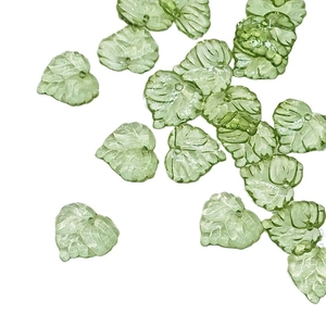 Mini acrylic leaf beads in light green with fine texture for DIY jewelry making
