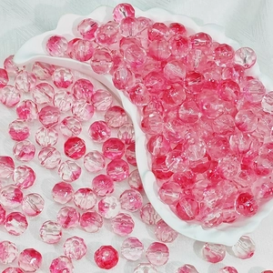 Pink gradient 10mm faceted glass beads for DIY jewelry and phone chain accessories