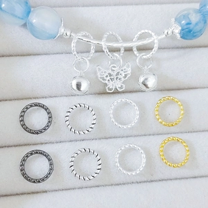 Anillos de metal de 9mm para bisutería con pulsera de dijes de mariposa