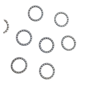 Set de anillos trenzados de metal plateado de 9 mm para joyería DIY y conexiones de pulsera
