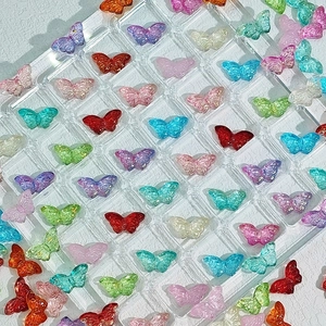 Colorful Butterfly Shape Glass Beads Painted Transparent Loose Beads For DIY Jewelry Making Handmade Crafts Decoration Hair Accessories