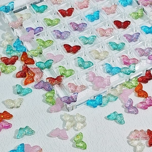 Colorful translucent butterfly beads with cracked ice texture for DIY jewelry making crafts