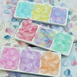 Colorful translucent scallop shell beads with matte gradient for DIY jewelry making