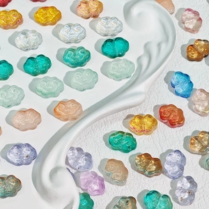Handcrafted colorful glazed glass cloud beads with traditional Ruyi patterns for jewelry DIY