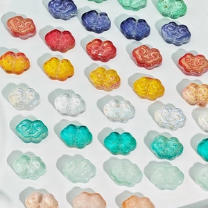 Handmade Ruyi cloud charms in colorful glass for DIY jewelry making and tassels