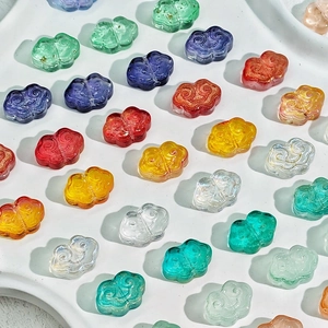 Colorful translucent glass cloud beads with traditional motifs for DIY jewelry crafts
