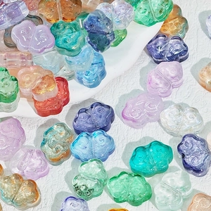Translucent colored glass beads in auspicious cloud shape for DIY jewelry making