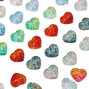 Colorful heart-shaped cracked glass beads for DIY jewelry making and handmade accessories