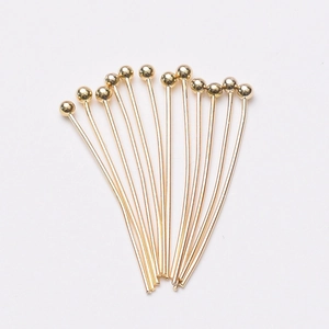 Golden 14k gold-filled ball head pins for DIY jewelry making and earring accessories