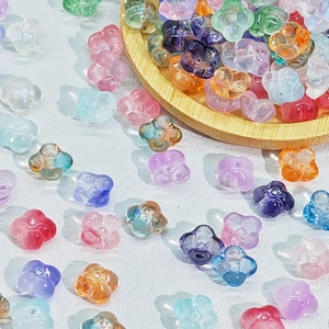 10mm Glass Flower Beads For DIY Jewelry Making Ancient Style Hairpin Gradient Petal Lampwork Beads Bulk Handicraft Material