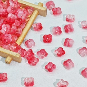 Pink gradient glass flower beads for DIY hairpins and traditional jewelry making