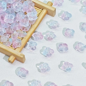 10mm gradient pink and blue glass flower petals for DIY handmade hairpins and jewelry